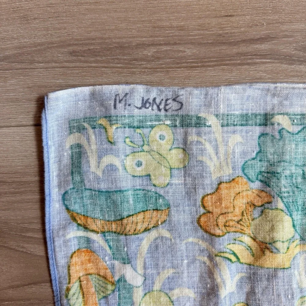 Groovy 70's Mushroom Linen Scarf/tea Towel 16x27
